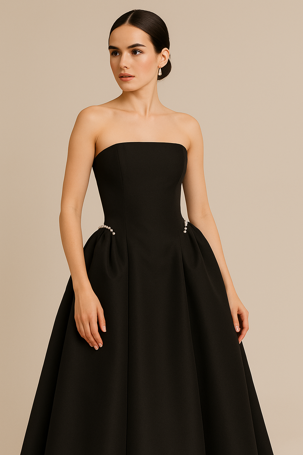 Black Dress with Pearls