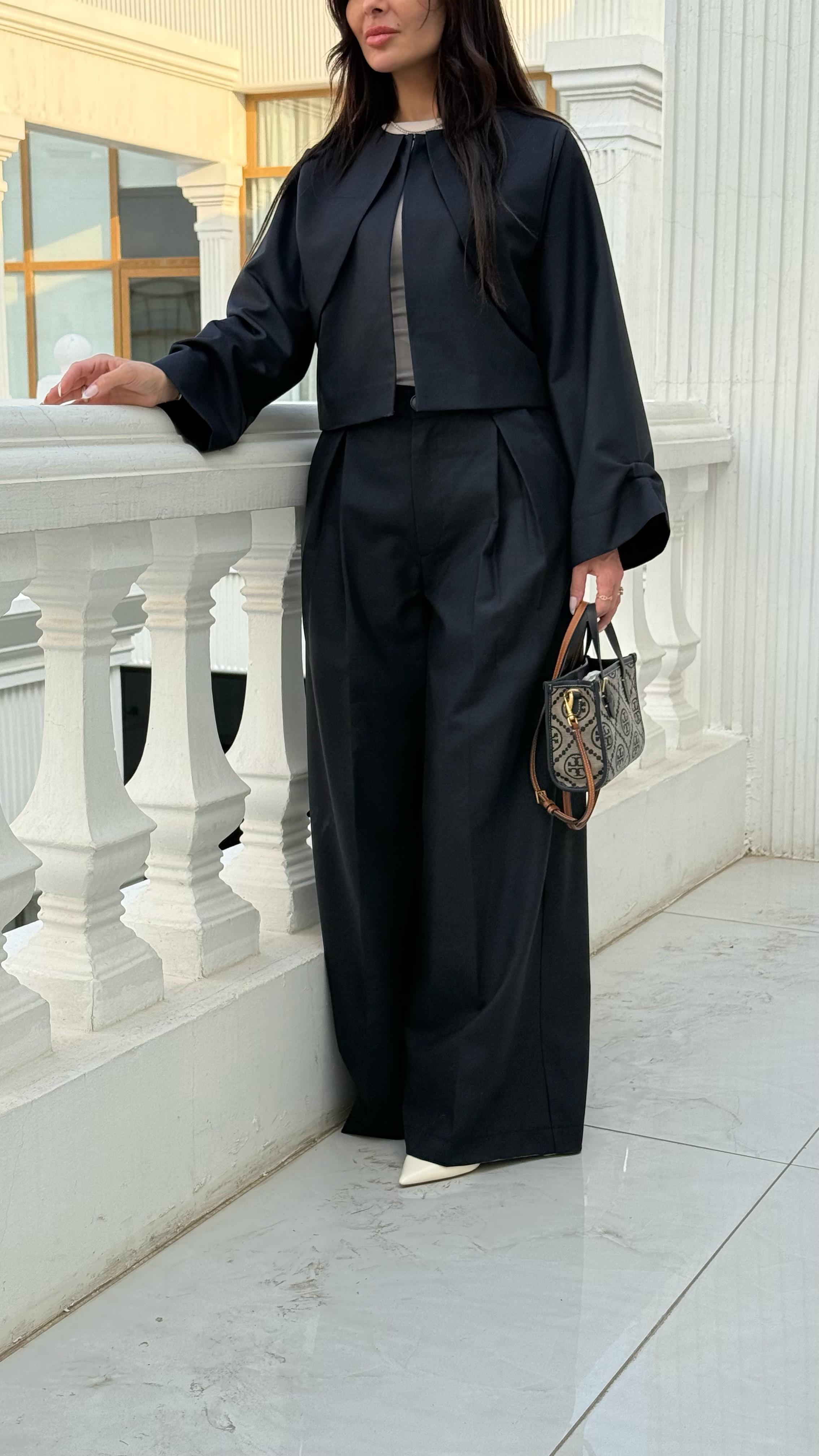 Cropped Jacket & Wide Leg Pants