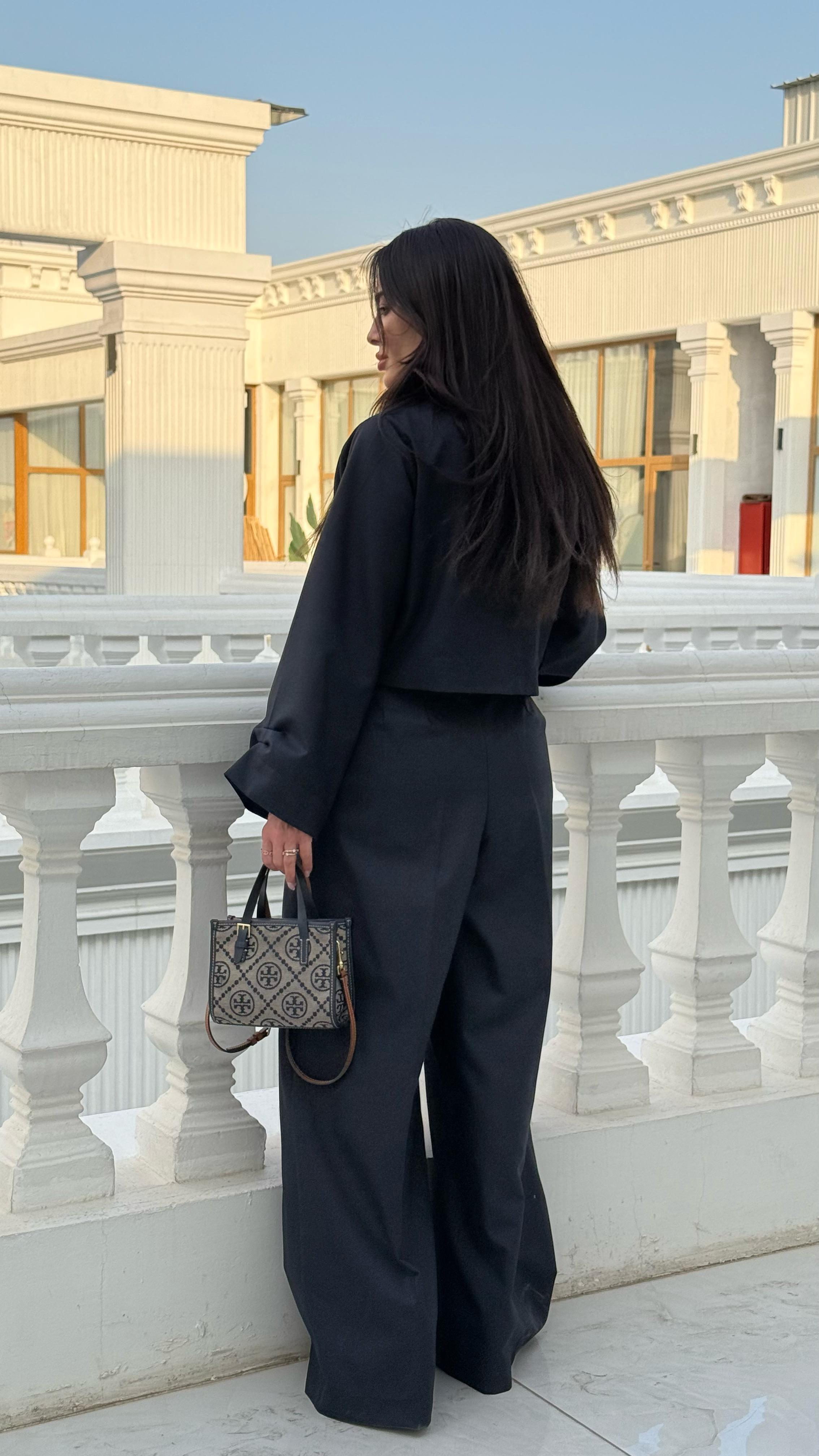 Cropped Jacket & Wide Leg Pants
